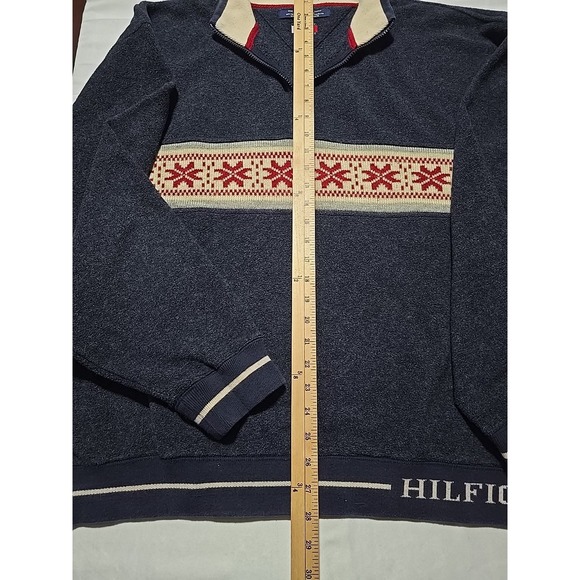 Y2k 90s Tommy Hilfiger Sweater Mens Large Blue Vintage Snow Christmas Pullover - Picture 5 of 8